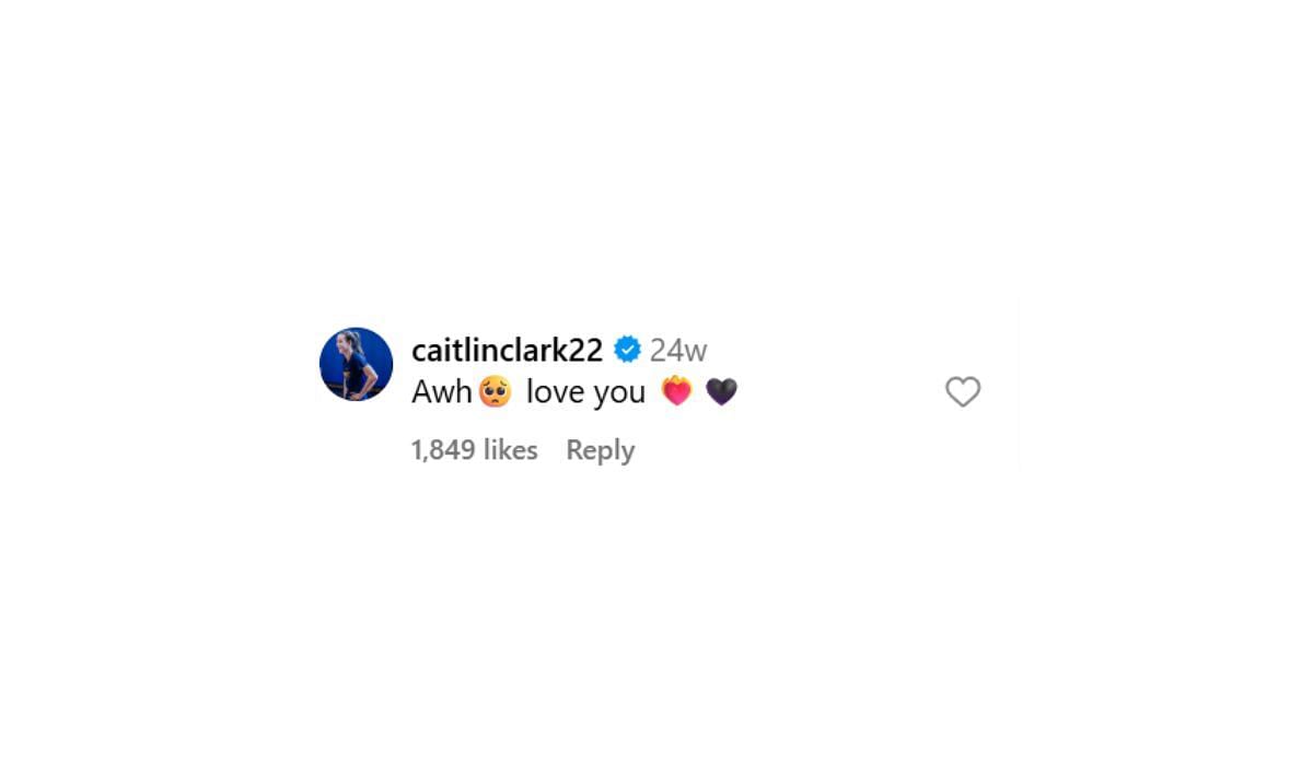 Caitlin Clark reacts to Connor McCaffery's post (Source Connor McCaffery/Instagram)